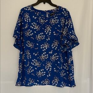 Liz Claiborne Blue Floral Blouse